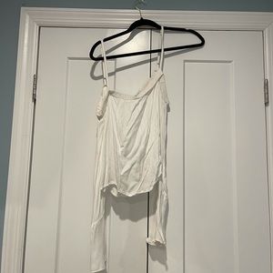 White cropped bell bottom arm long sleeve top!